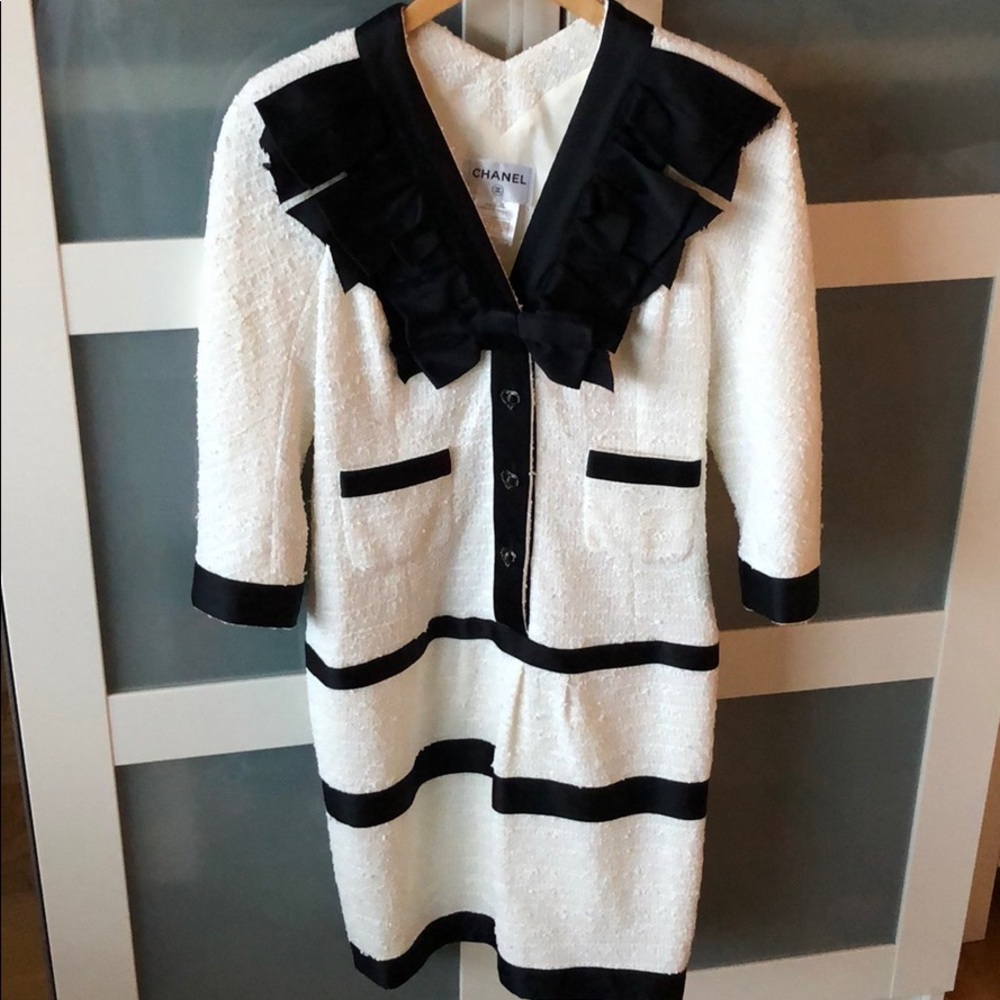 Chanel Black & Cream Classic Dress Size 38